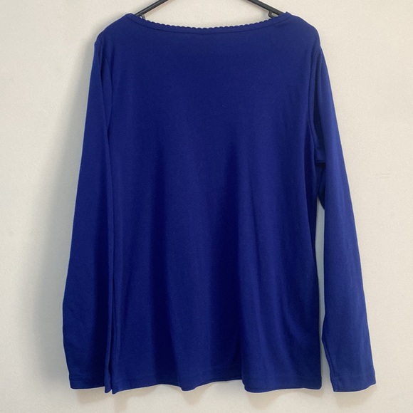 Rockmans - Long Sleeve Dark Blue Top with scolloped detailing - Size XL - Picture 4 of 5